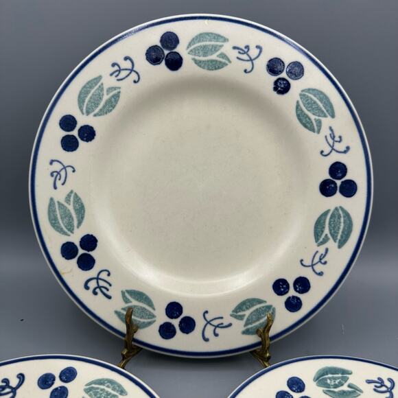 Vtg Plates in Blueberry Pattern by Pfaltzgraff, 2 B&B plates, 2 Salad Plates - Picture 2 of 9